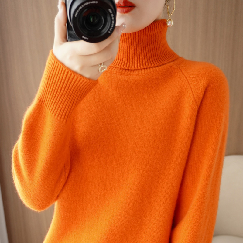 2026 Autumn and Winter Thickened High Collar Sweater for Women, Loose Pullover, High-End Solid Color, Plus Size, Versatile Knitted Base Shirt