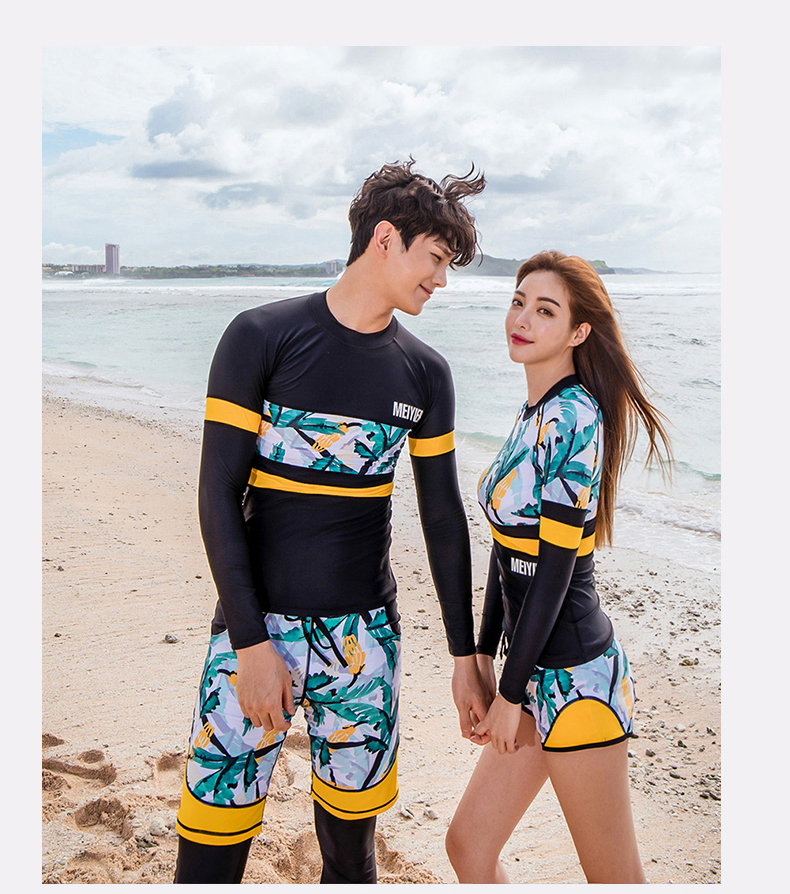 Cặp đôi đồ bơi Hàn Quốc phù hợp với bộ đồ nữ chia nhỏ quần dài tay áo chống nắng áo tắm cỡ lớn sứa quần áo phù hợp với ống thở - Vài đồ bơi 	đồ đi biển đôi hà nội