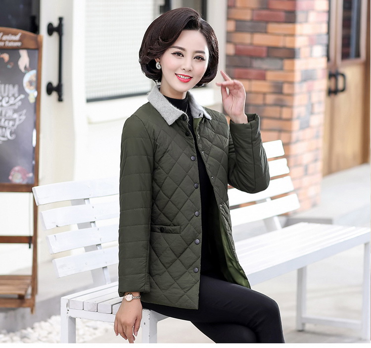 Áo khoác cotton mùa đông cho người đàn ông trung niên Áo khoác lông cho người trung niên 40-50 tuổi Áo nữ mùa thu và áo khoác cotton mùa đông mẫu váy cho người trung tuổi