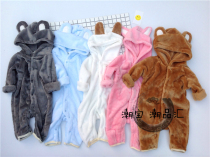 Baby coral velvet jumpsuit Q4 male baby jumpsuit girl bear pajamas children flannel Hajia clamber