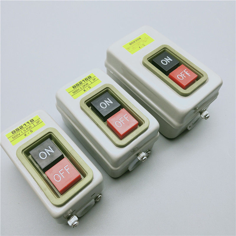 三相单厢电机启动按钮开 ??关动力押压扣220v 380v BS211B 216B 230B