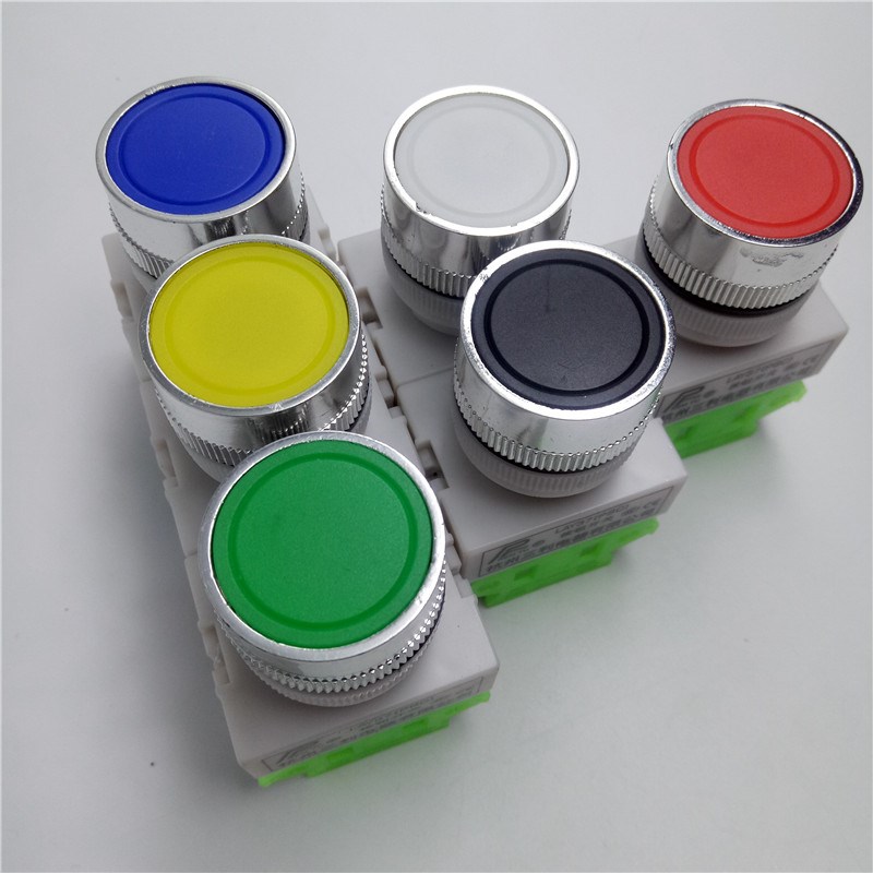 Self-reset point motion button switch LAY37-11BN flat head start stop drilling for 2 2 M M red green yellow blue