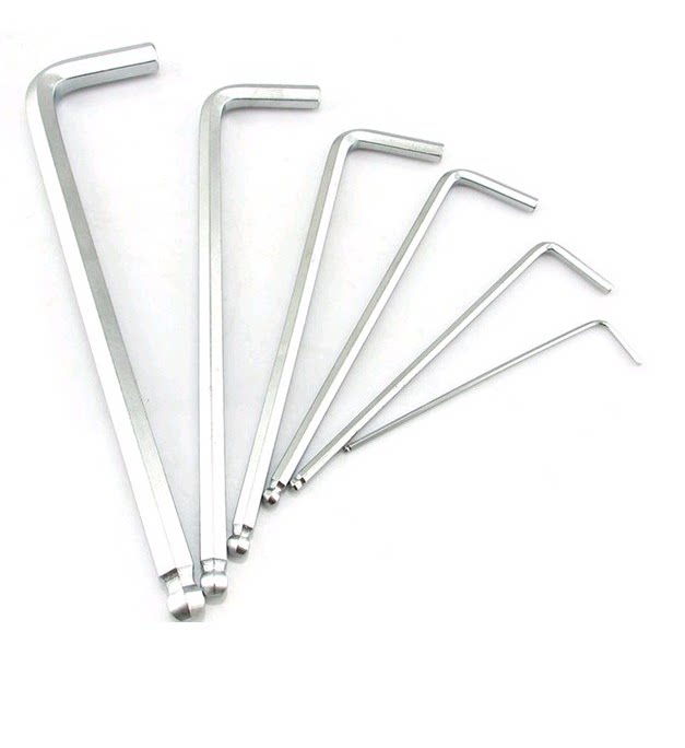 Single inner hexagon wrench chrome vanadium steel CRV pulling tool lengthened medium length ball head 2 5mm-19mm metric