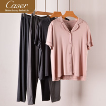 Caesar Caser Ladys Home Suit Modale Cold Dyeing & Collar Summer Thinly Short Sleeve Loose Sleepwear Pants