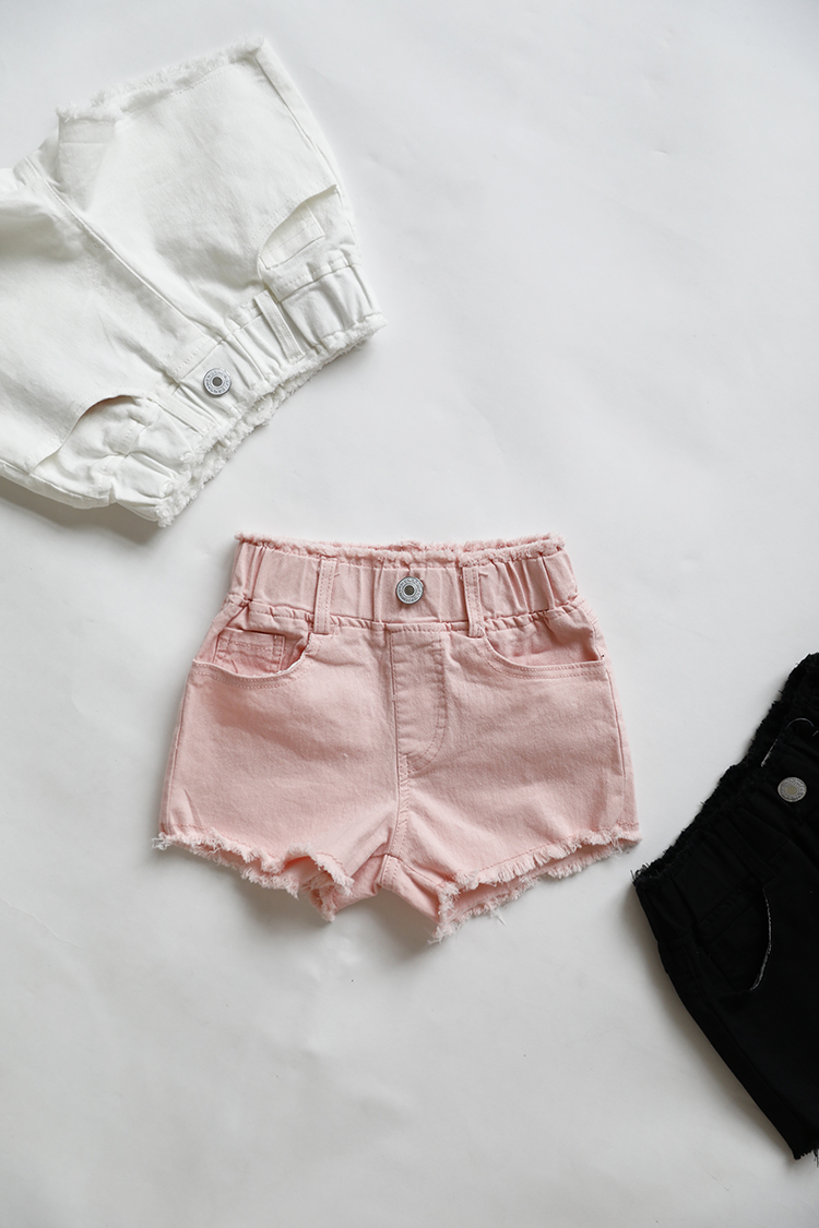 Cô gái mùa hè quần short denim Hàn Quốc phiên bản của lỗ trong trẻ em lớn trẻ em bông trắng mặc hoang dã lỏng quần nóng