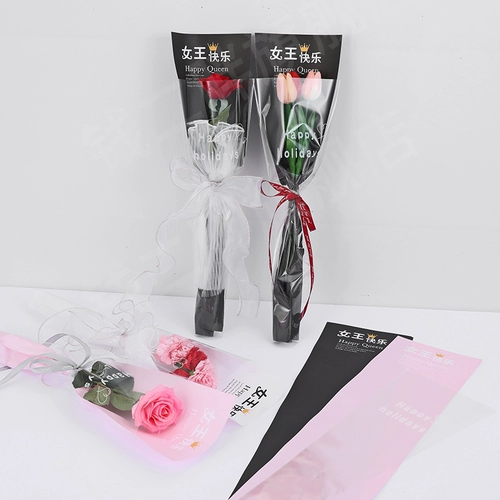 Богиня Фестиваль Цветок Одинокая сумка Queen Happy Souge Single Rose Grantisment Цветочный художественный упаковка прозрачная сумка сумки