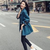 Contains cotton jacket female Korean version of loose spring and autumn new long casual waist winding tooling Hong Kong wind small man windbreaker women