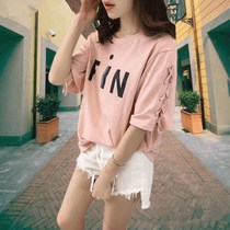 Short sleeve t-shirt women 2021 spring and summer autumn new mid-sleeve clothes students Korean version of large size loose body shirt summer womens