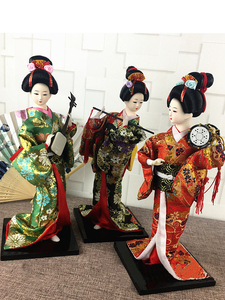 Japanese Doll Geisha Figurine Decoration for Restaurant Japanese-Style Decor Lady Silk Craft Home Decoration Kimono Doll