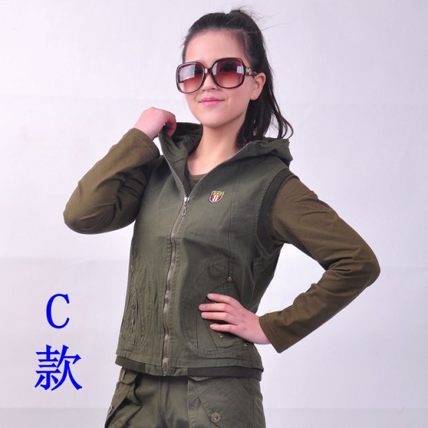 Ngụy trang nữ quân đội trang phục quân đội màu xanh lá cây chiến thuật vest vest ngụy trang vest mùa xuân và mùa thu áo khoác thủy thủ - Những người đam mê quân sự hàng may mặc / sản phẩm quạt quân đội giày quân nhu