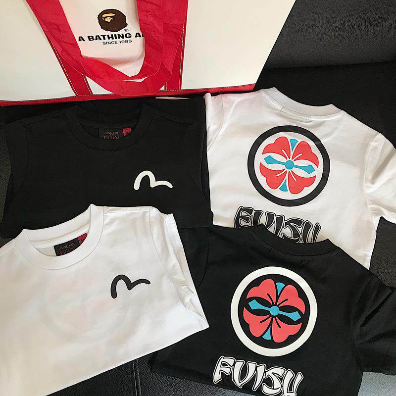 Day-train Tide Card Boy Clothing Summer Boy Short Sleeve T-shirt Male And Female Child Pure Cotton Short Sleeve T Recommended 2 Color