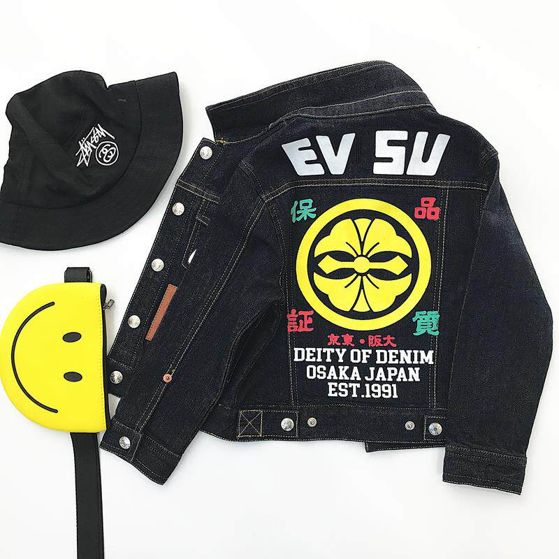 Japanese trendy brand spring clothing boys and girls baby denim jacket children's denim clothing small and medium-sized children's casual denim clothing