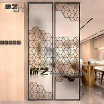 Custom carved transparent frosted tempered art glass partition wall screen shoe cabinet decoration entry porch living room