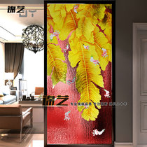 Carved tempered double-sided art glass decorative partition wall screen modern European-style entry porch bathroom plantain