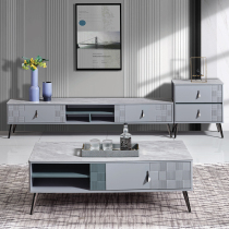  Light luxury rock board coffee table TV cabinet combination set Modern simple small apartment living room household marble board tea table