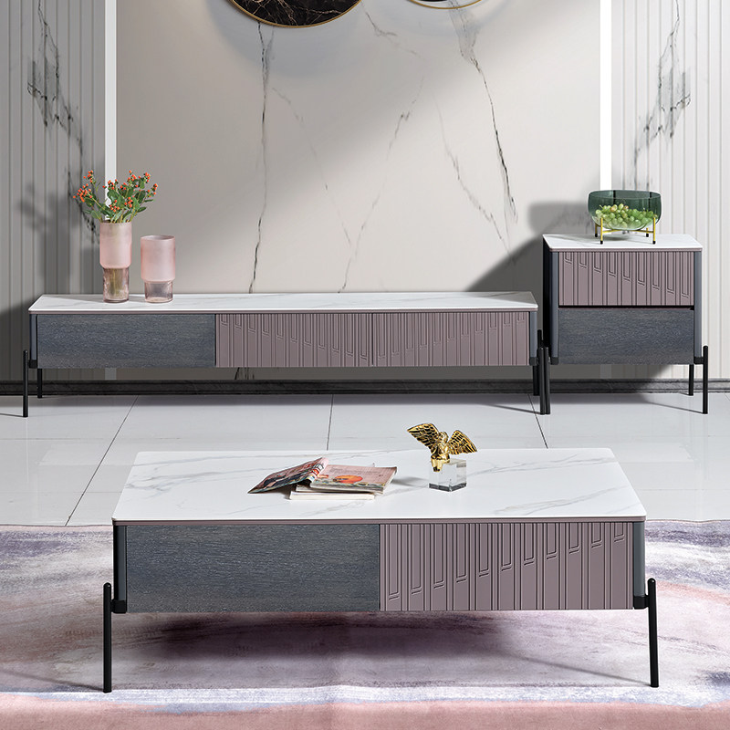 Slate TV cabinet coffee table combination 2021 new modern minimalist small apartment living room light luxury TV cabinet