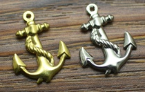 Pure brass double-sided iron anchor pendant pendant bracelet necklace key accessories DIY jewelry gold