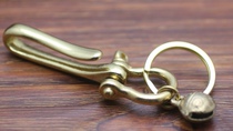 Pure copper brass U hook horseshoe buckle Bell combination keychain pants denim clothing accessories