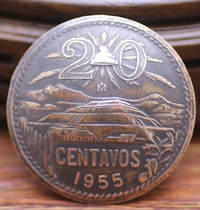 Handmade leather goods cloth buckle coin buckle real coin buckle red copper 28mm Mexican Mayan ancient coins