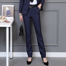 Autumn and winter new Korean version of professional trousers womens thin stripes womens suit pants straight pants pants work pants pants