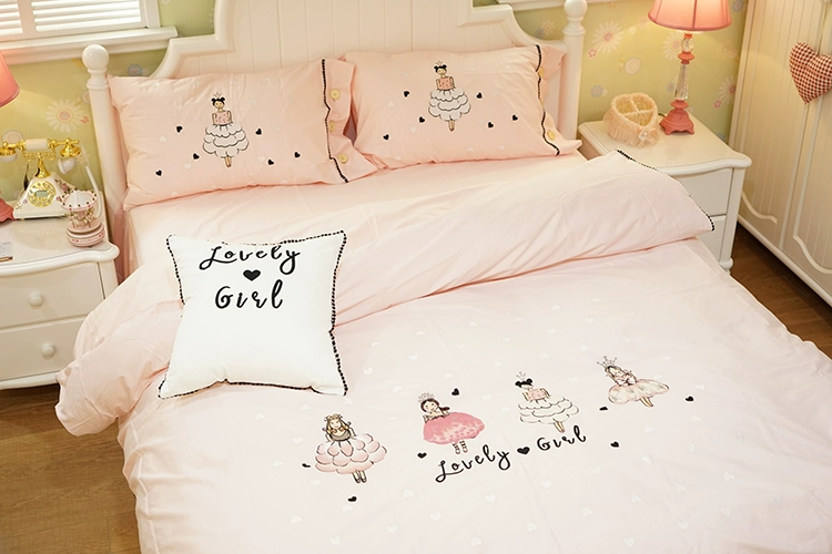 60 giường bốn mảnh cotton ba mảnh cô gái chăn tấm ga giường công chúa gió 笠 giường trẻ em cô gái trái tim - Bộ đồ giường bốn mảnh