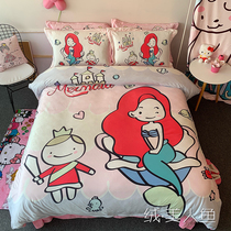 Baby velvet winter plus velvet childrens bed three-piece girl bunk 1 35 sheets quilt cover four-piece thickening