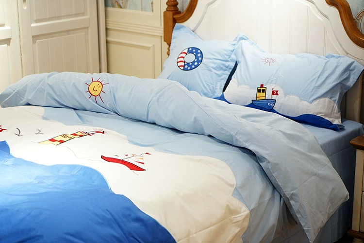 60 Địa Trung Hải bông trải giường chăn bông ba mảnh gia đình bốn phim hoạt hình giường trẻ em trai - Bộ đồ giường bốn mảnh gối mền 2 trong 1