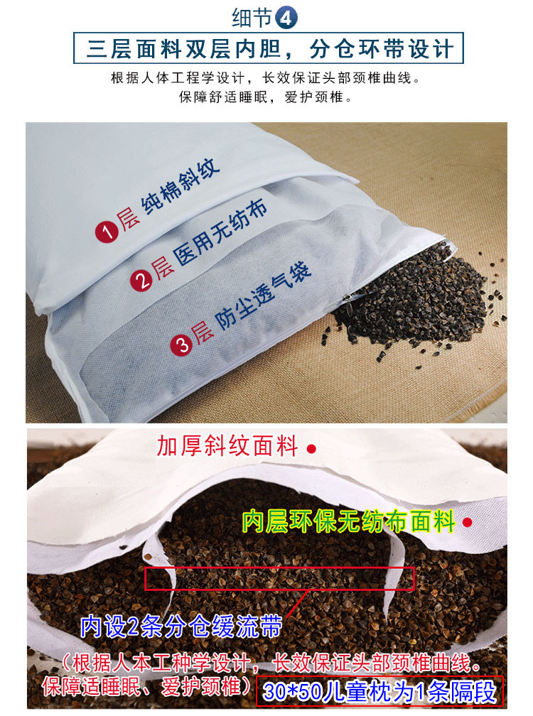 Gối kiều mạch Gối kiều mạch đầy đủ Gối kiều mạch nguyên chất Vỏ kiều mạch Hull Gối dành cho người lớn gối cho mẹ bầu