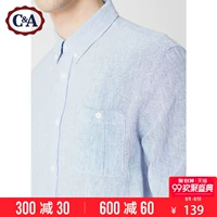 C & A Sọc Dài Tay Áo Bông Áo Sơ Mi Nam Mùa Hè Mới Cơ Bản Pocket Pocket Ve Áo Sơ Mi CA200204007 áo sơ mi jean nam