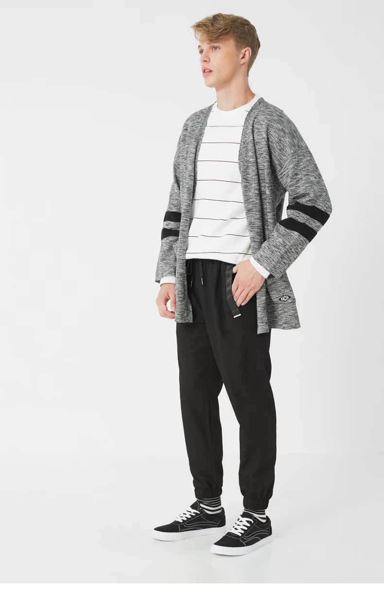 C & A Loose Off Shoulder Tay áo cardigan Áo len nam mùa thu Cotton đan hàng đầu CA200210197 áo len nam cổ tim	