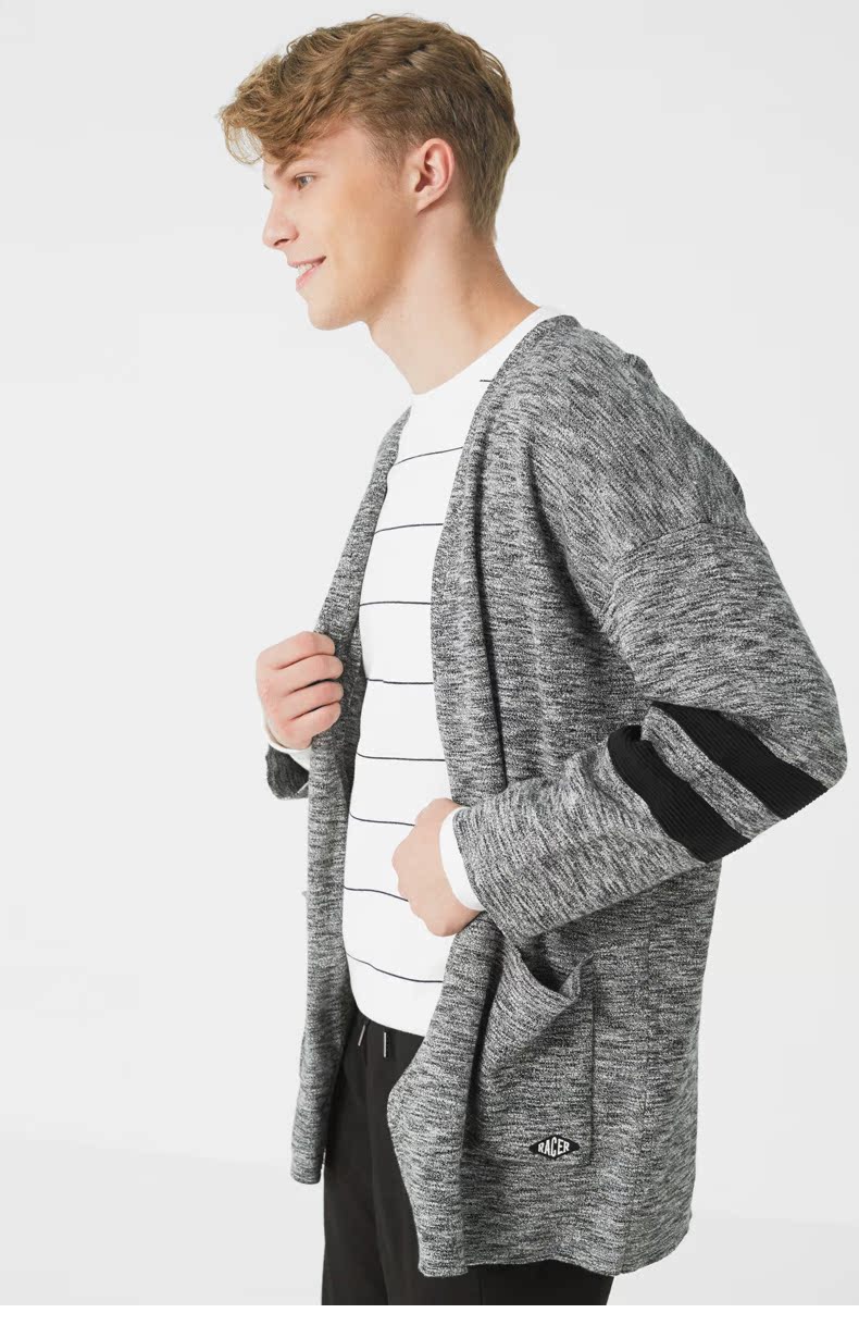 C & A Loose Off Shoulder Tay áo cardigan Áo len nam mùa thu Cotton đan hàng đầu CA200210197 áo len nam cổ tim	
