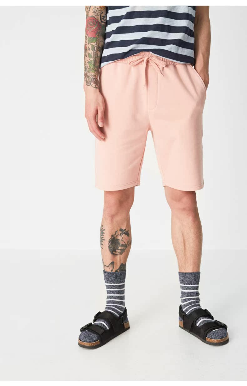 C & A thun dây rút eo dệt kim quần short thể thao terry cotton Quần short Bermuda CA200205418 thời trang nam