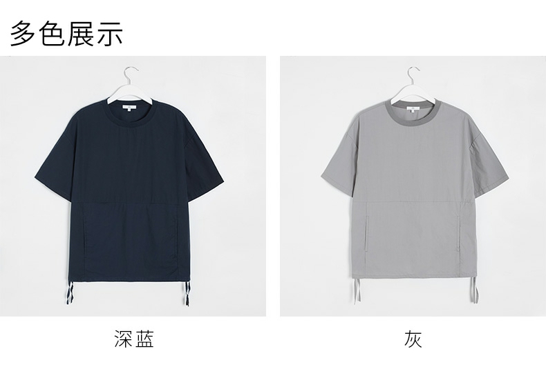 C & A đơn giản màu rắn vòng cổ áo thun top nam cotton pocket dây kéo nửa tay áo CA200205369 áo sơ mi nam cao cấp