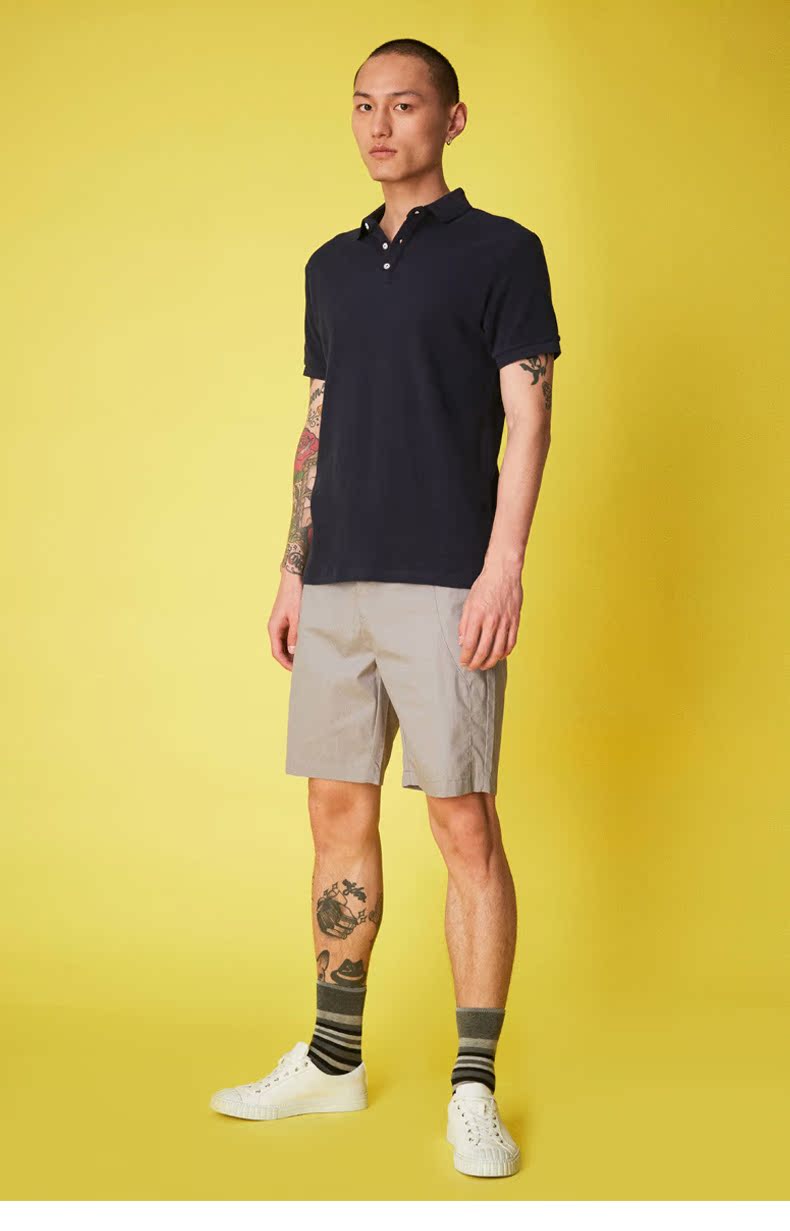 C & A Jacquard Đan tay áo ngắn Polo Áo thun nam mùa hè Cotton thun hàng đầu CA200206028 polo áo