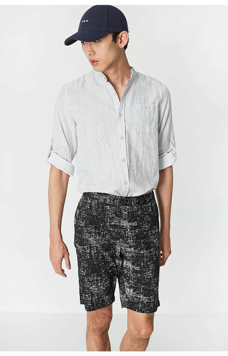 C & A quần zip nam đơn giản 2018 cotton mùa hè in quần short Bermuda CA200205447 quần ngố nam