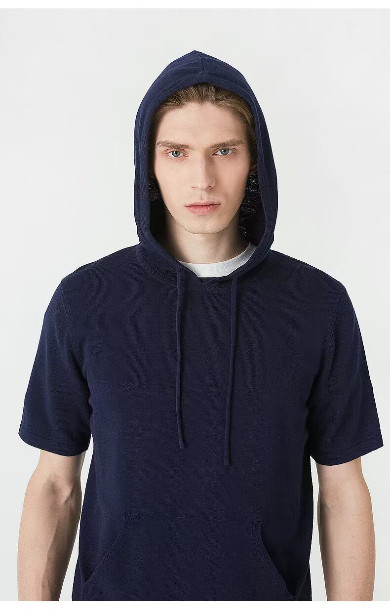 C & A Casual Thể Thao Cotton Mỏng Knit Hoodie Nam Sinh Viên Mùa Xuân Màu Rắn Ngắn Tay Áo Hàng Đầu CA200202324