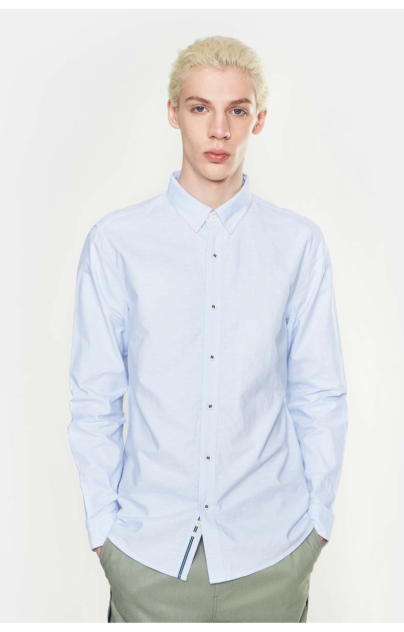 C & A Nam Jacquard Ve Áo Sơ Mi 2018 Sớm Mùa Xuân Mới Bông Màu Ribbon Shirt CA200200285 áo sọc caro