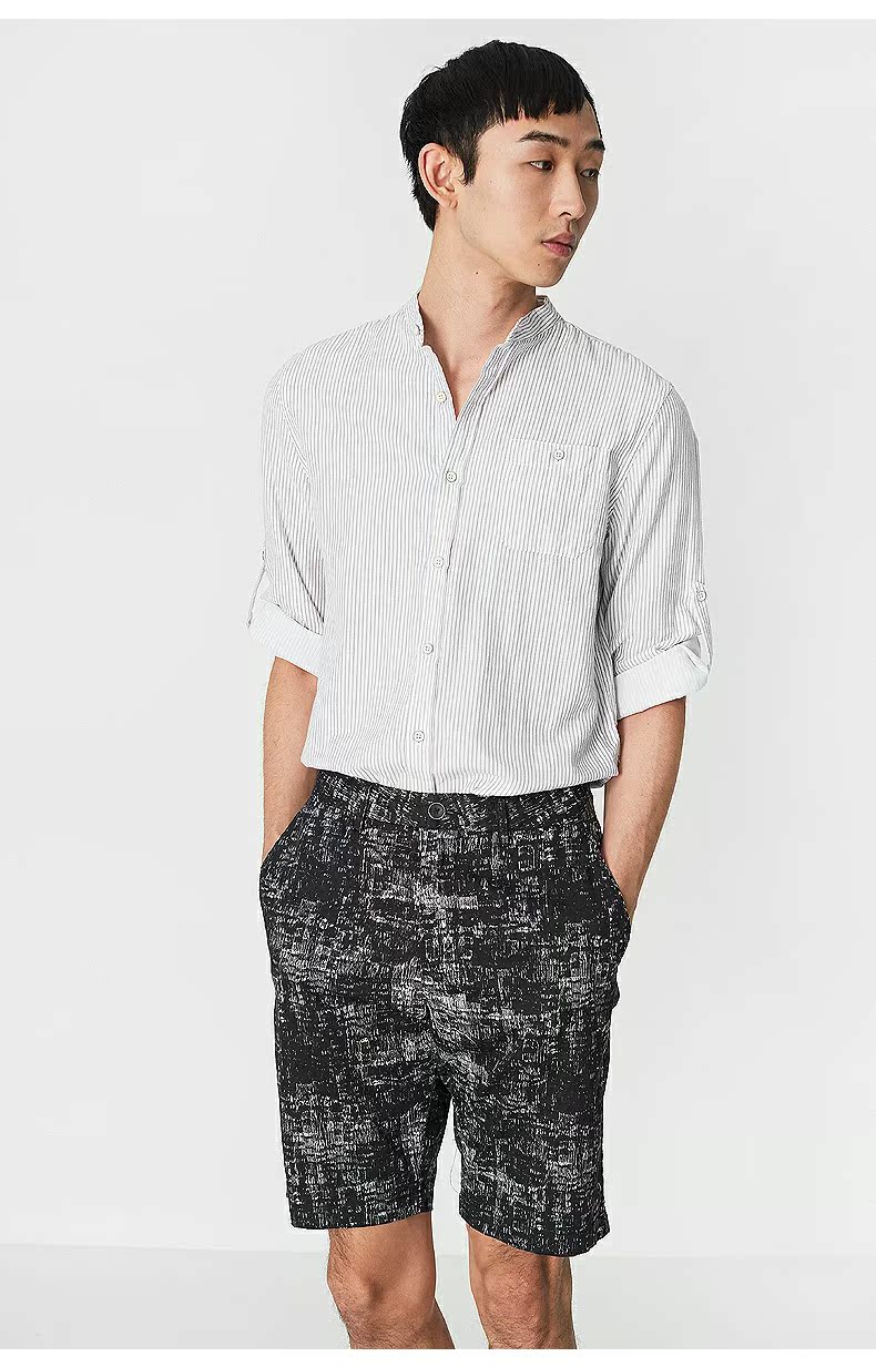 C & A quần zip nam đơn giản 2018 cotton mùa hè in quần short Bermuda CA200205447 quần ngố nam