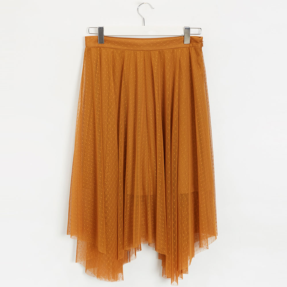 C&A女式网纱拼接半身裙 秋季百褶中长A字裙