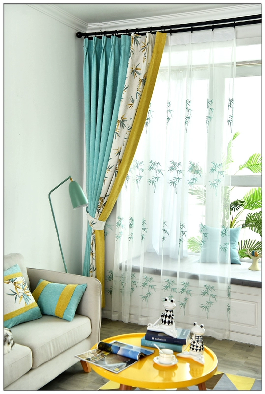 2019 liền mạch khâu dày lên nhung nhung hiện đại ánh sáng sang trọng tre ba màu chính tả màn hoàn thành tùy chỉnh rèm cửa - Phụ kiện rèm cửa