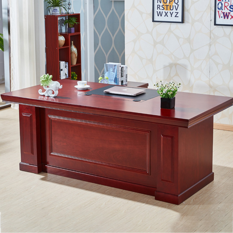 Boss Table Big Bandae Paint Bandae President Table Manager Table Manager Table Sticker Solid Wood Leather New Chinese Office Furniture Writing Desk-Taobao