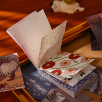 100 Zhang ins wind small frescoed art and art illustrator brief grid retro salt series Handbill material hit bottom to sign this flower