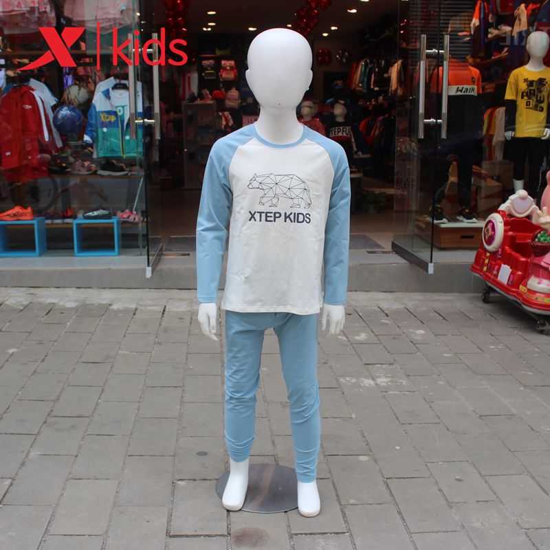 2020 Xtep children's autumn and winter new girls' underwear suit plus velvet warm casual wear 680436624049