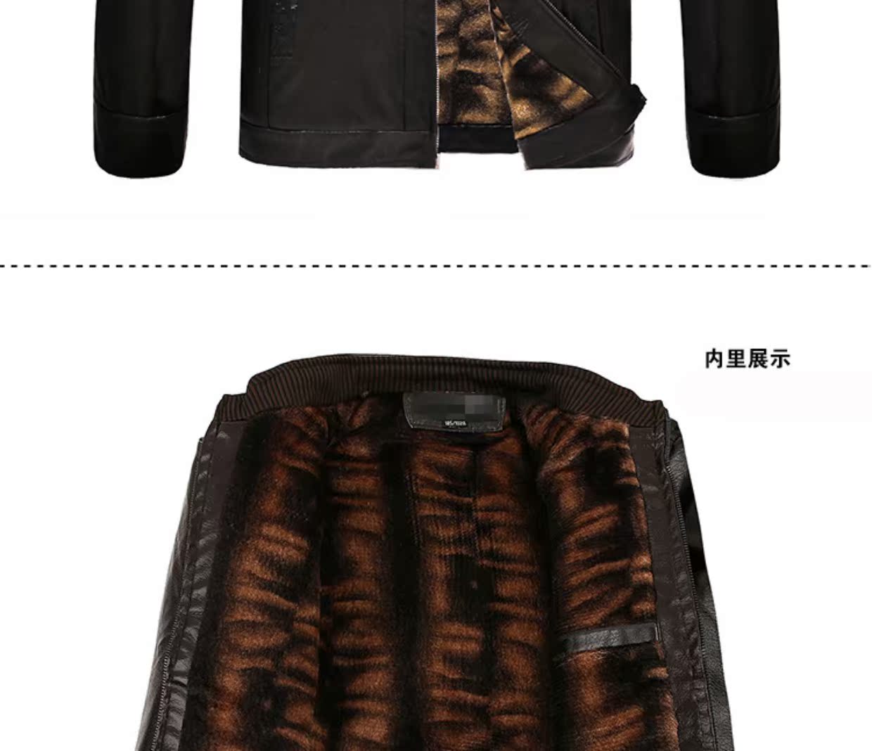 Bố mặc mùa đông trung niên cộng với nhung da dày nam trung niên giản dị áo ấm cổ áo da áo khoác bomber nam