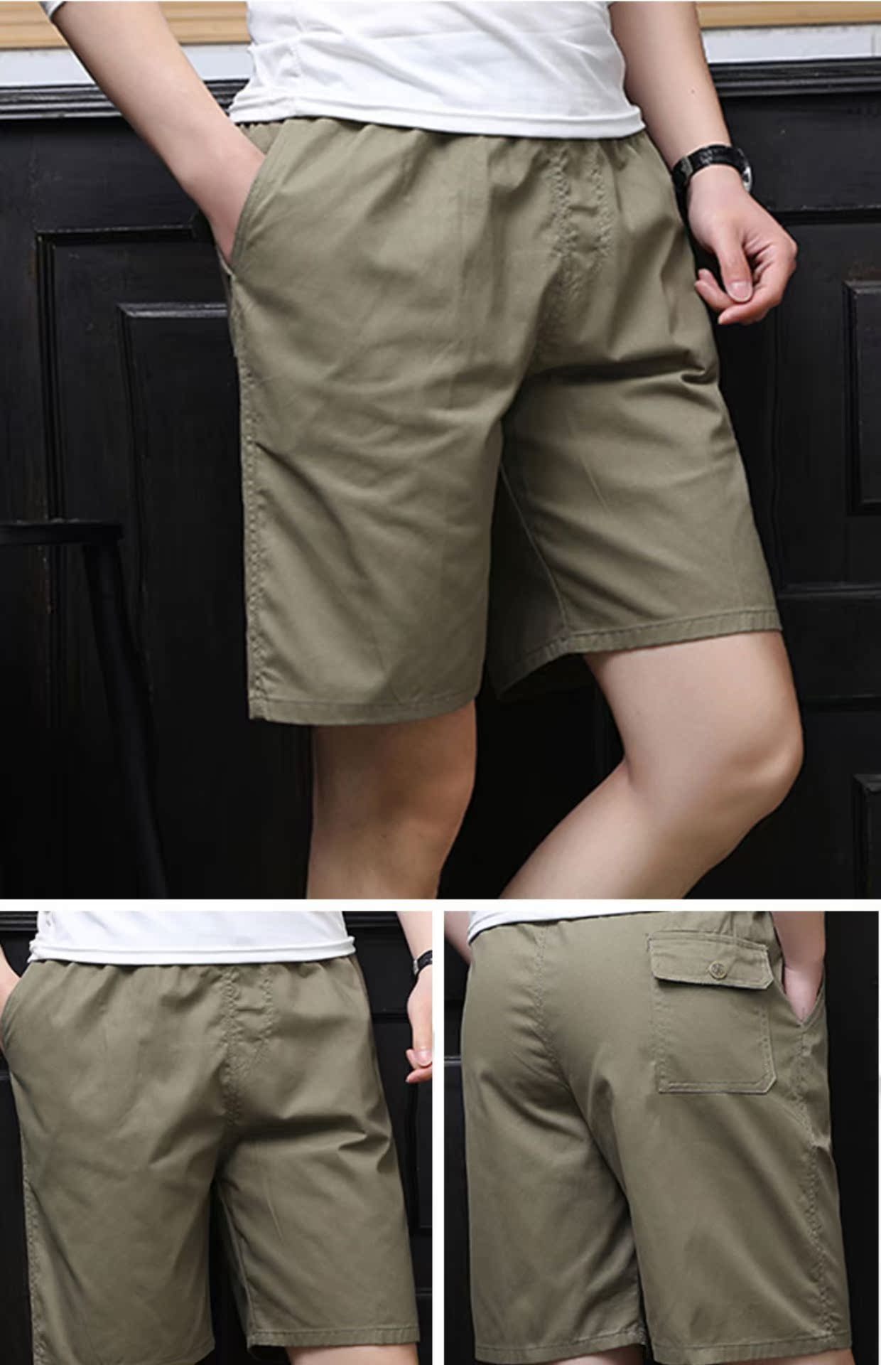 Mùa hè trung niên quần short nam cha tải lỏng kích thước lớn giản dị năm quần nam cotton bãi biển quần lớn quần đùi nam