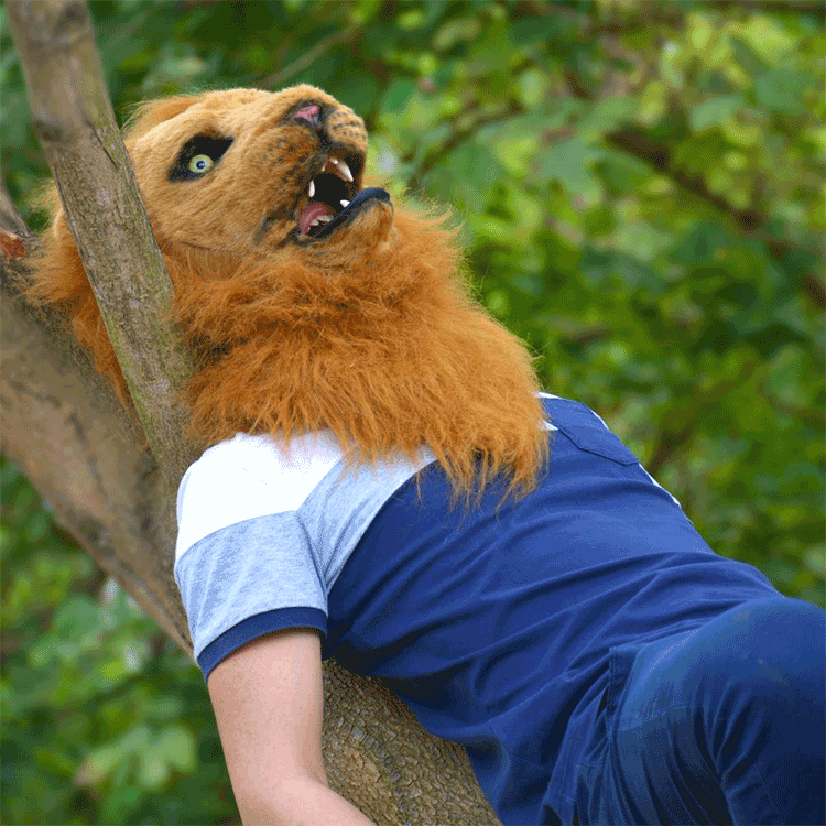 Карнавальная маски wildbeast新款 狮子面具可张嘴说话 仿真毛绒动物头套成人款包邮