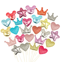 Birthday cake decoration five-pointed star love Crown insert sign PU children theme cake flag