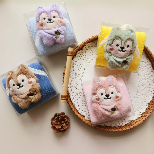 Cute nut squirrel towel thickened coral velvet hand towel souvenir children baby gift shape towel