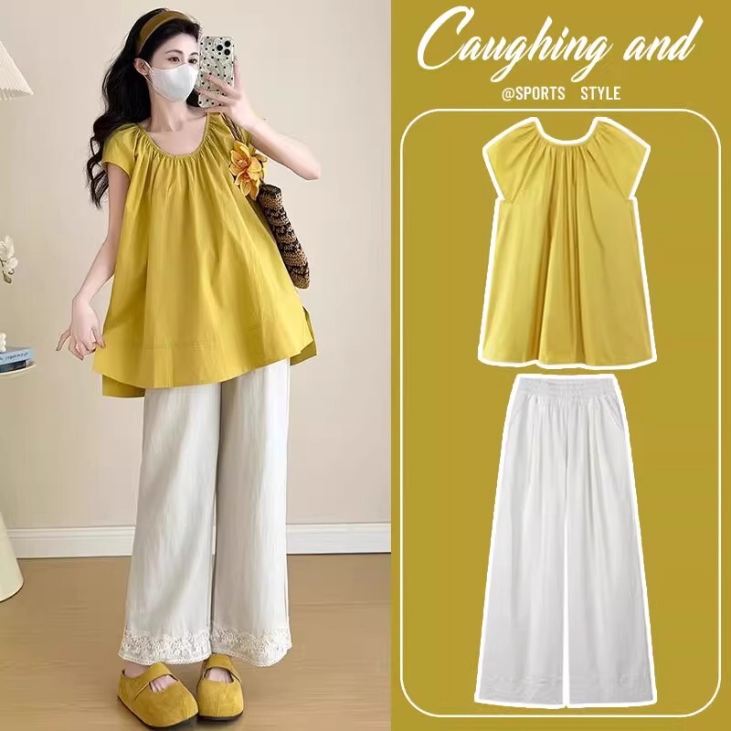 Next Alice Maternity Summer Suit 2025 New High-End Casual Shirt Top French Style Outfit for Pregnancy