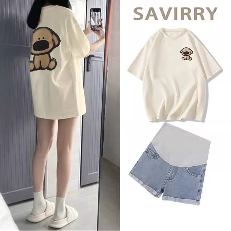 Next Alice Maternity Suit Summer 2026 New Korean Style Short-Sleeved Lazy Style Niche Design Loose and Versatile